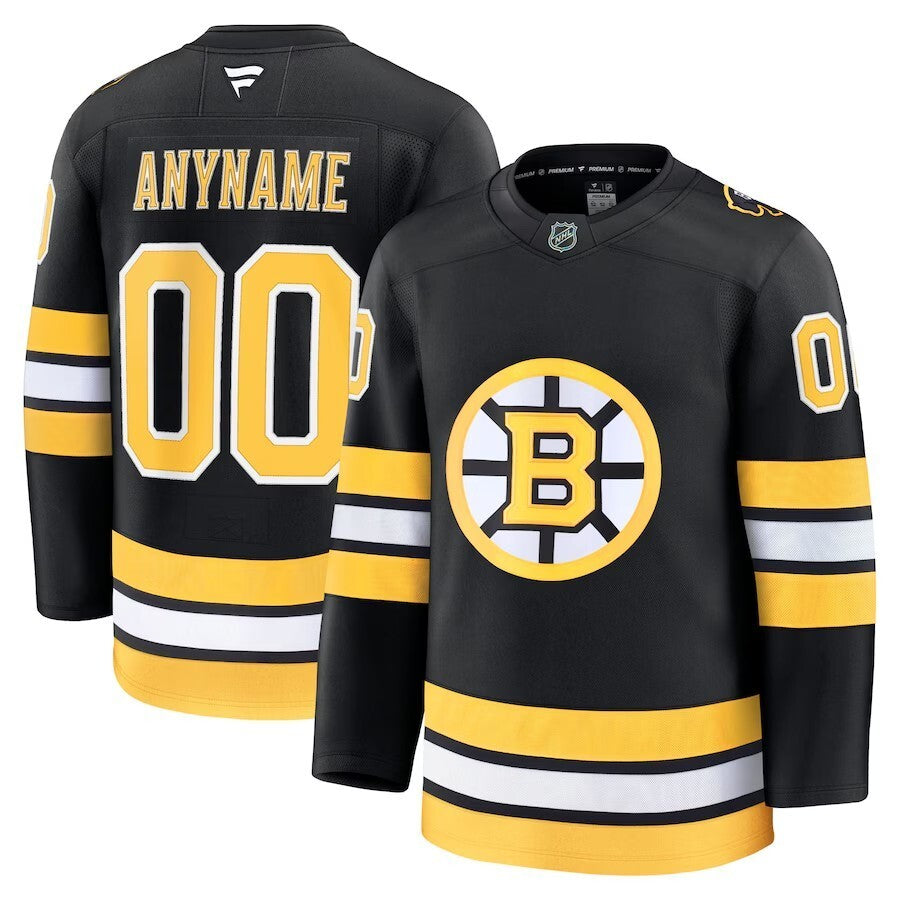 Boston Bruins Fanatics Home Premium Custom Jersey - Black Style 1 Hockey Jersey hockey jersey product view 1
