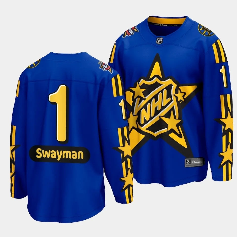 Boston Bruins #1 Jeremy Swayman 2024 NHL All-Star Blue Jersey Style 2 Hockey Jersey hockey jersey product view 1