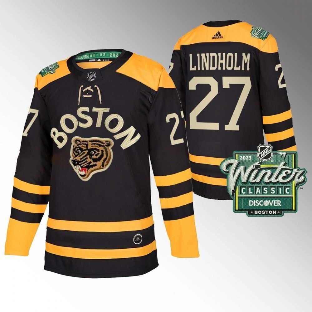 Boston Bruins #27 Hampus Lindholm 2023 Winter Classic Black Hockey Jersey hockey jersey product view 1