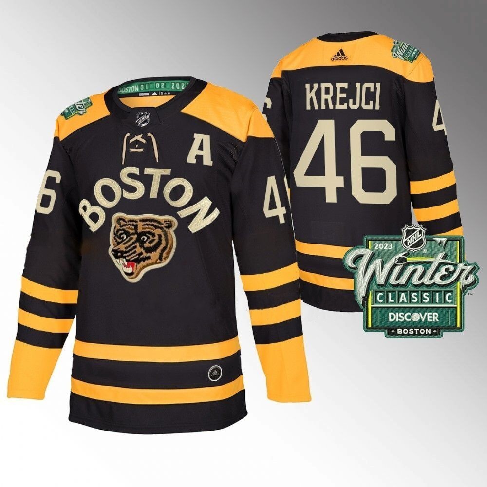 Boston Bruins #46 David Krejci 2023 Winter Classic Black Hockey Jersey hockey jersey product view 1