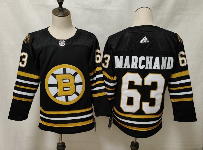 Boston Bruins #63 Brad Marchand Bruins 100 63# Black Hockey Jersey hockey jersey product view 1