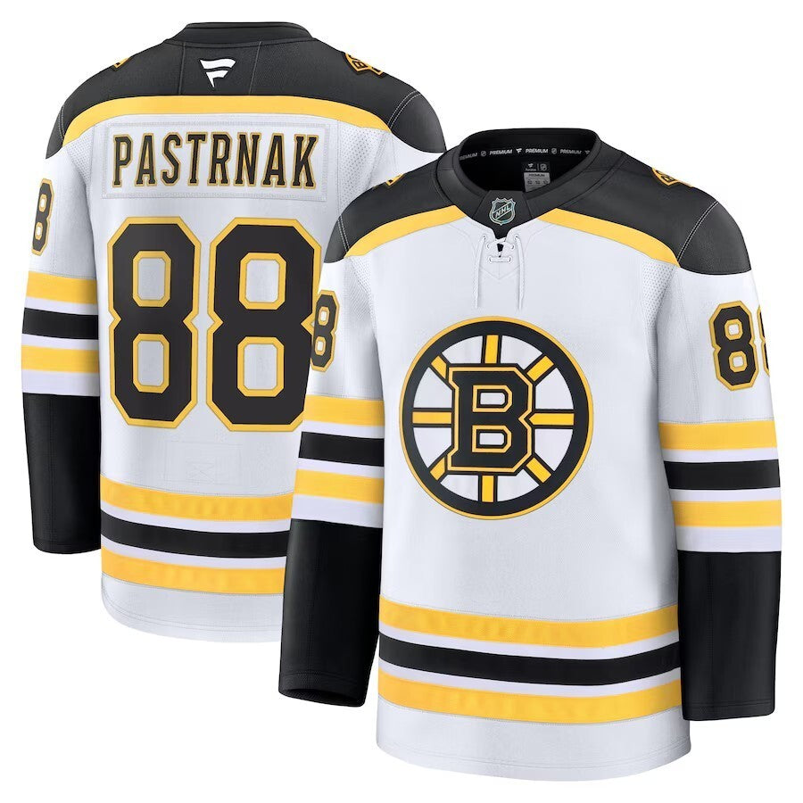 Boston Bruins #88 David Pastrnak Away Premium Jersey - White Hockey Jersey hockey jersey product view 1