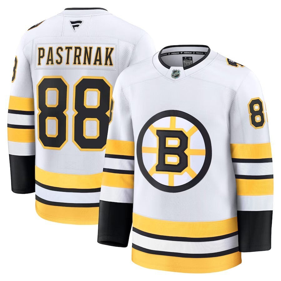 Boston Bruins #88 David Pastrnak Away Premium Player Jersey - White Hockey Jersey hockey jersey product view 1
