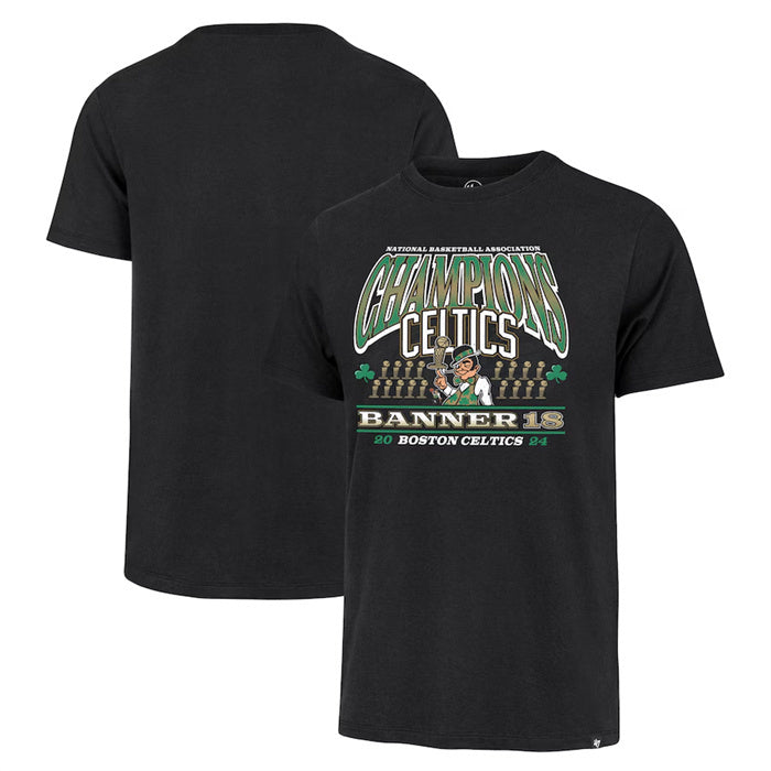 Boston Celtics Black 18-Time 2024 Finals Champions Banner Franklin T-Shirt Basketball Jersey basketball jersey product view 1