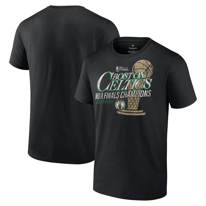 Boston Celtics Black 2024 Finals Champions Fast Break Finish Trophy T-Shirt Basketball Jersey basketball jersey product view 1