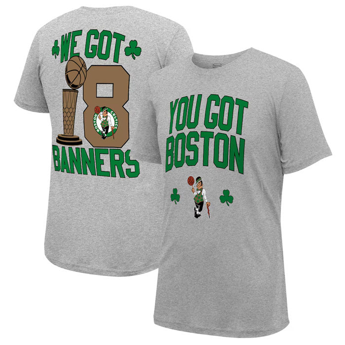 Boston Celtics Grey 2024 Finals Champions 18 Banners T-Shirt Basketball Jersey basketball jersey product view 1