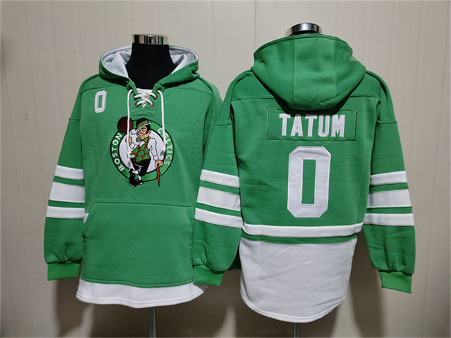 Boston Celtics #0 Jayson Tatum Green Lace-Up Pullover Hoodie Basketball Jersey basketball jersey product view 1
