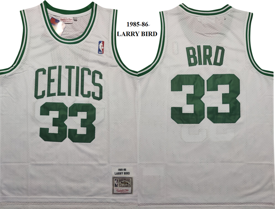 Boston Celtics #33 Larry Bird Celtics 33 # Bird 1985-86 Retro White Jersey Style 3 Basketball Jersey basketball jersey product view 1