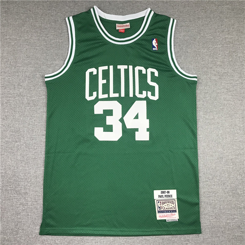 Boston Celtics #34 Paul Pierce Celtics 34 Green Retro Logo 2007-08 Style 2 Basketball Jersey basketball jersey product view 1