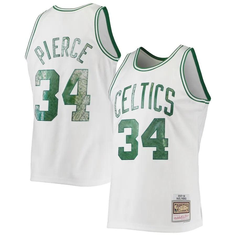 Boston Celtics #34 Paul Pierce Mitchell & Ness 2007-08 Hardwood Classics 75th Anniversary Diamond Swingman Jersey - Whit basketball jersey product view 1