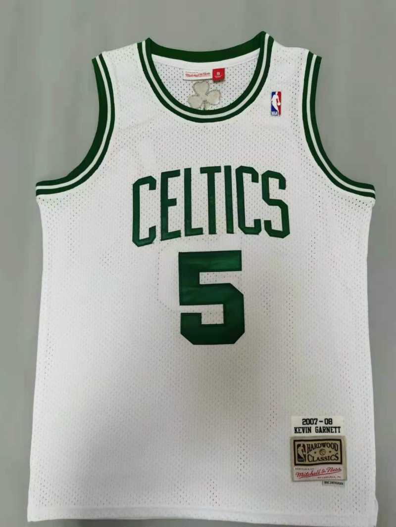 Boston Celtics #5 Kevin Garnett Celtics 5# Retro - White Style 2 Basketball Jersey basketball jersey product view 1