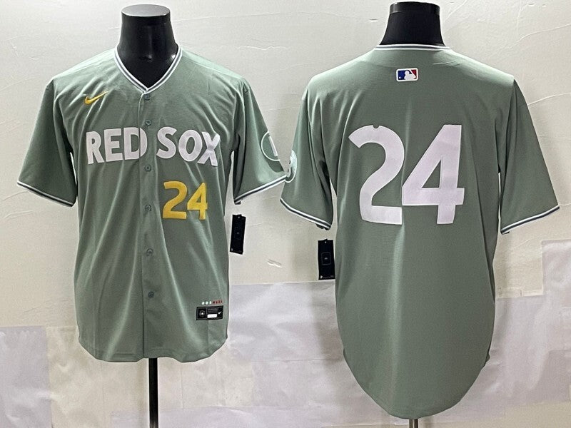 Boston Red Sox #24 Red Sox Collaboration Style 1 Baseball Jersey baseball jersey product view 1