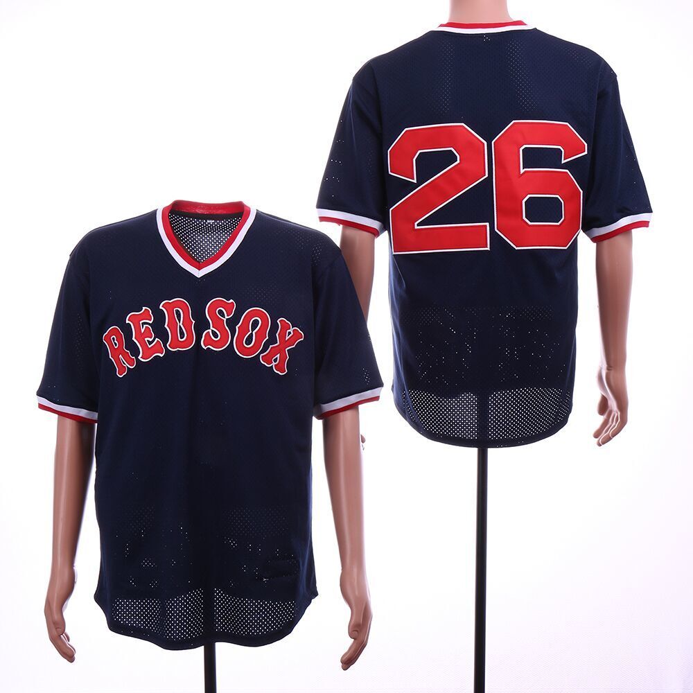 Boston Red Sox #26 Wade Boggs Red Sox 26 Blue Retro Baseball Jersey baseball jersey product view 1