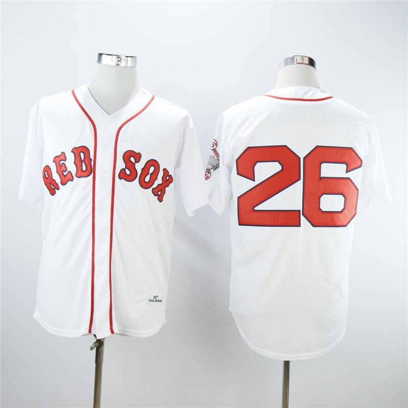 Boston Red Sox #26 Wade Boggs Red Sox 26 White Retro Baseball Jersey baseball jersey product view 1