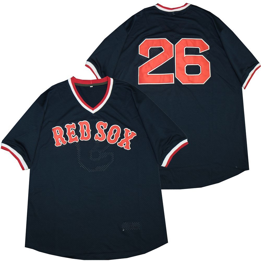 Boston Red Sox #26 Wade Boggs Red Sox 9 Blue Pullover BP Edition Retro Baseball Jersey baseball jersey product view 1