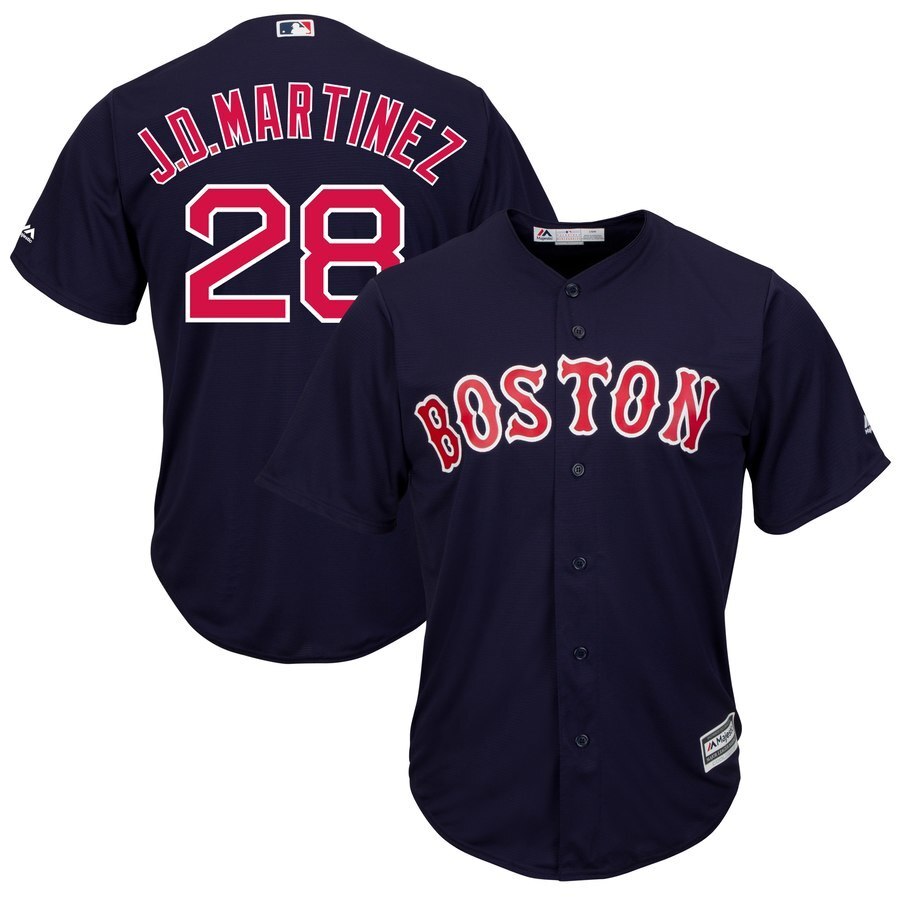 Boston Red Sox #28 J.D. Martinez Majestic Alternate Official Cool Base Player Jersey - Navy baseball jersey product view 1
