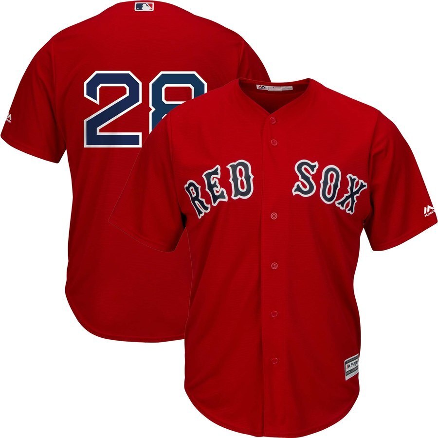 Boston Red Sox #28 J.D. Martinez Majestic Alternate Official Cool Base Replica Player Jersey - Scarlet baseball jersey product view 1
