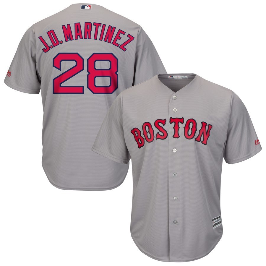 Boston Red Sox #28 J.D. Martinez Majestic Road Official Cool Base Player Jersey - Gray Baseball Jersey baseball jersey product view 1