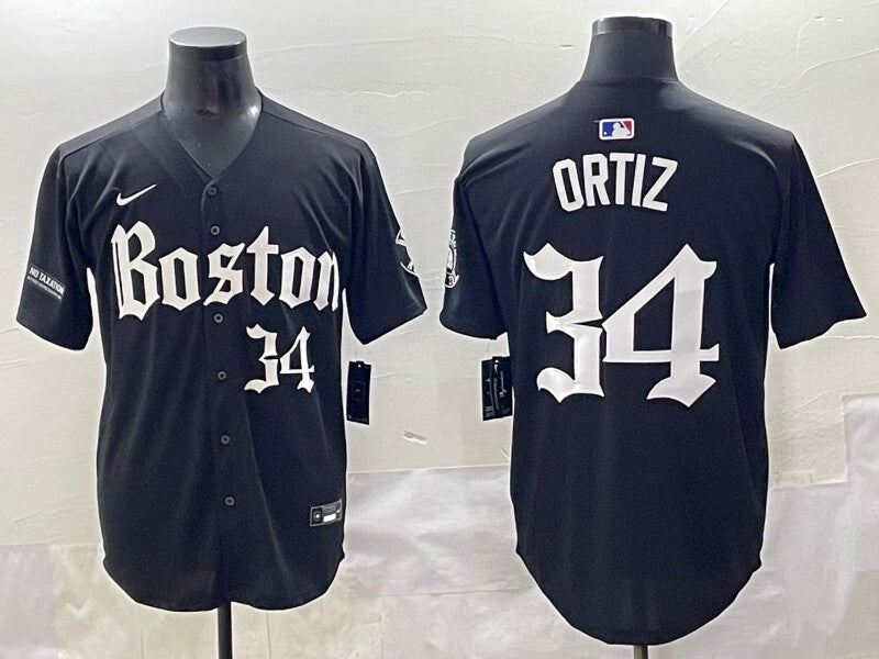 Boston Red Sox #34 David Ortiz Red Sox 5 Collaboration Style 1 Baseball Jersey baseball jersey product view 1