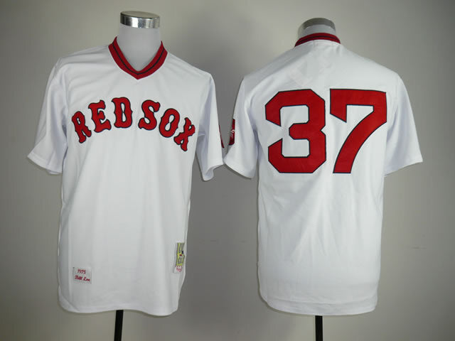 Boston Red Sox #37 Red Sox 37 White Pullover Retro Baseball Jersey baseball jersey product view 1