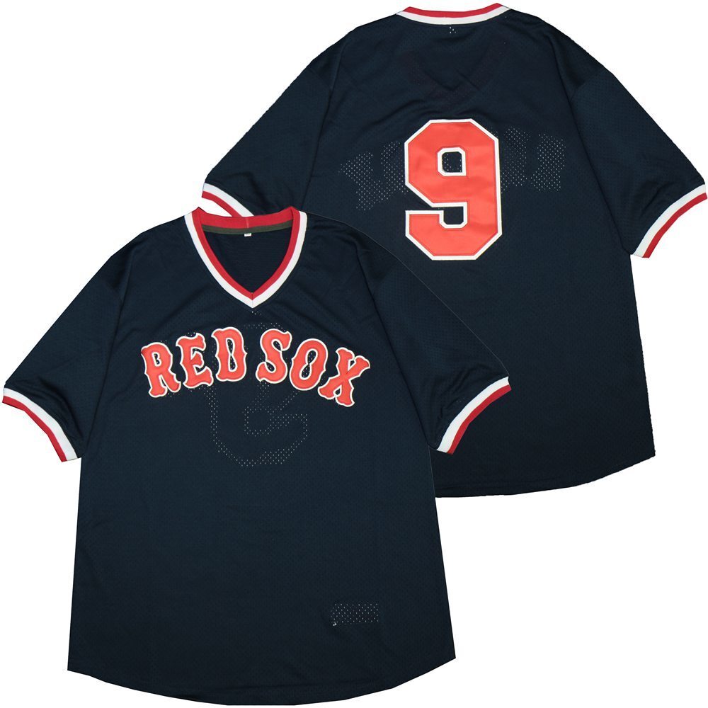 Boston Red Sox #9 Ted Williams Red Sox 9 Blue BP Edition Retro Pullover Baseball Jersey baseball jersey product view 1