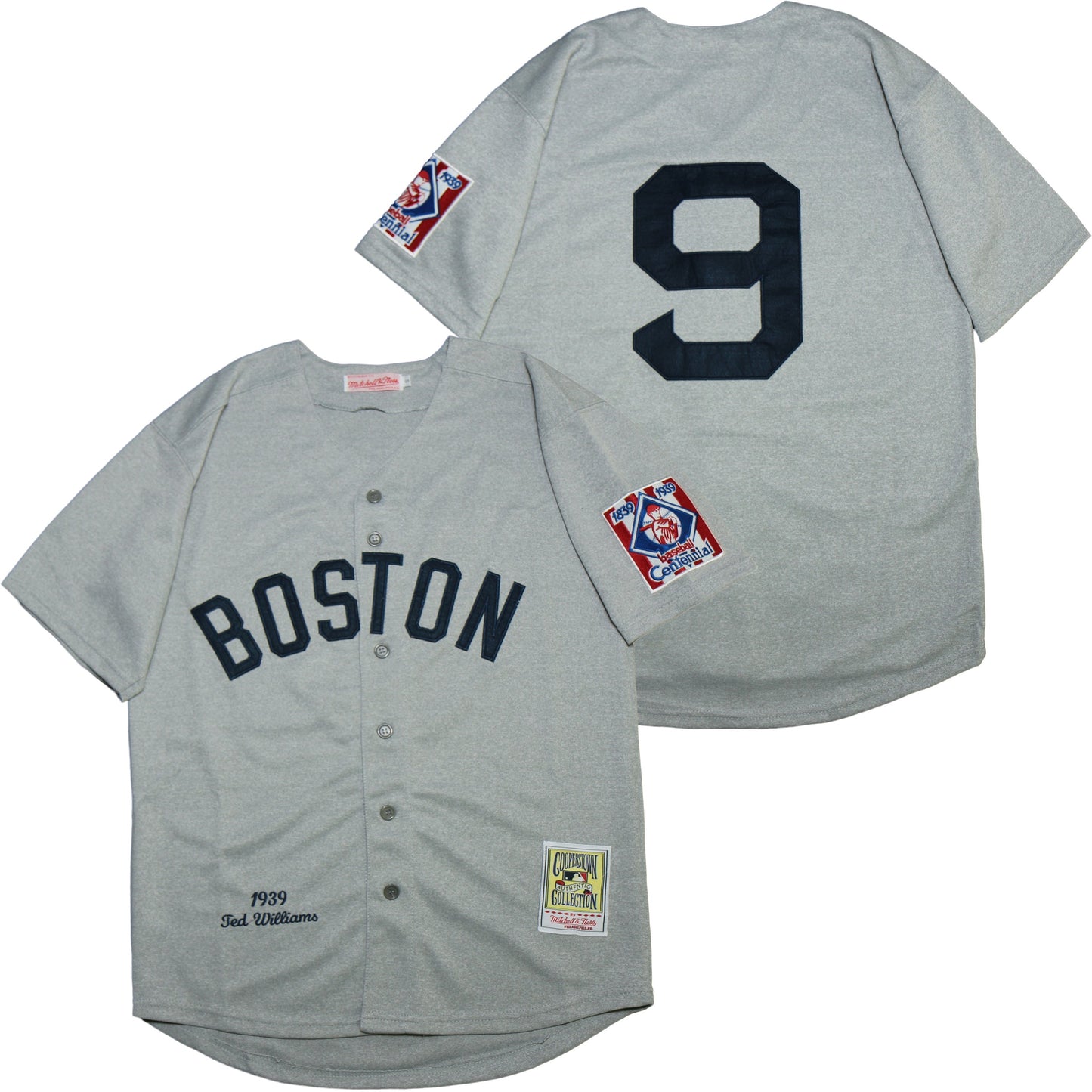 Boston Red Sox #9 Ted Williams Red Sox 9 Hemp Gray 1939 Retro Baseball Jersey baseball jersey product view 1
