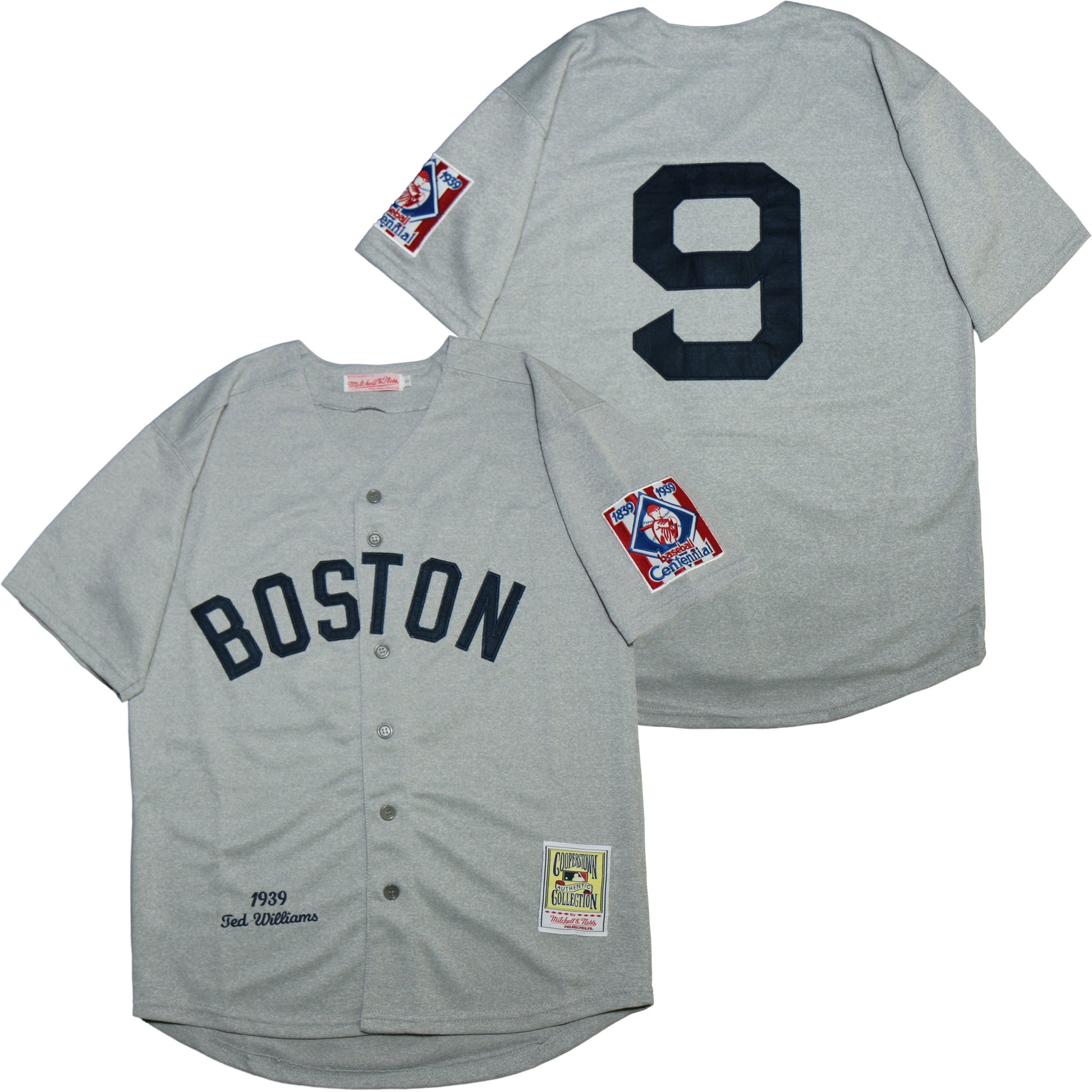 Boston Red Sox #9 Ted Williams Red Sox 9 Hemp Gray 1939 Retro Baseball Jersey baseball jersey product view 1