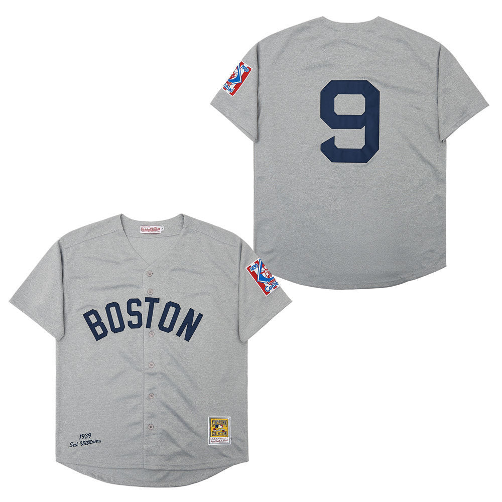 Boston Red Sox #9 Ted Williams Red Sox 9 Hemp Gray Retro Style 1 Baseball Jersey baseball jersey product view 1