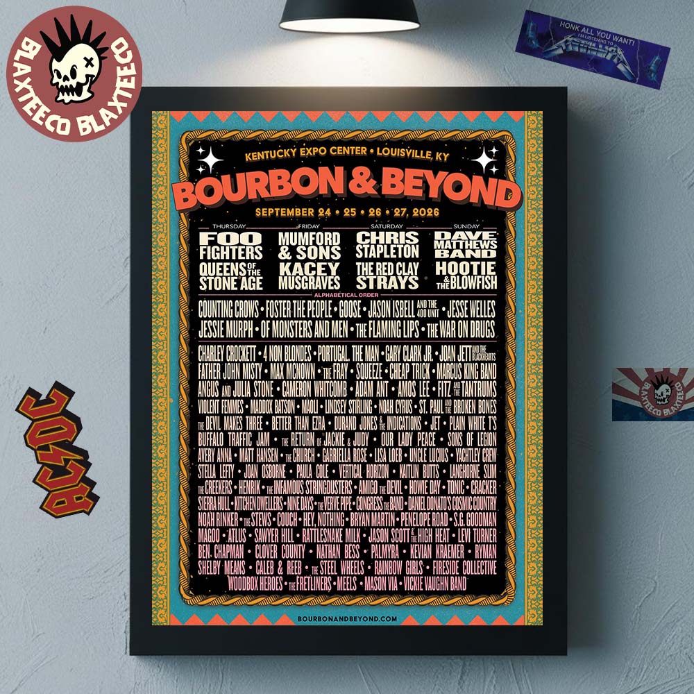Bourbon And Beyond 2026 Festival Full Lineup In Louisville Kentucky At Kentucky Expo Center On September 24 25 26 27 2026 Poster Canvas - T-Shirt, Sweatshirt, Hoodie