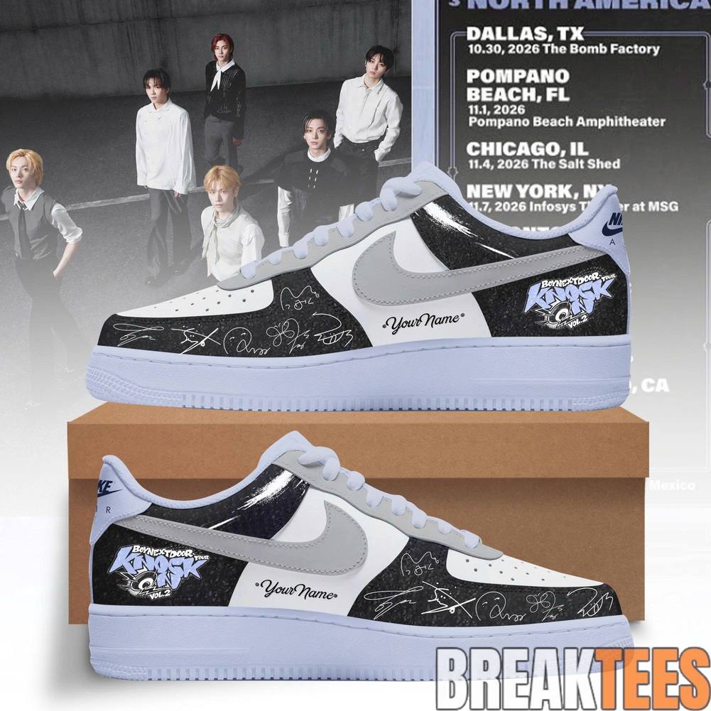 BoyNextDoor KNOCK ON Tour 2026 Custom Air Force 1 Shoes Black Haze Unisex T-shirt, Sweatshirt, Hoodie, Long Sleeve Tee - T-Shirt, Sweatshirt, Hoodie