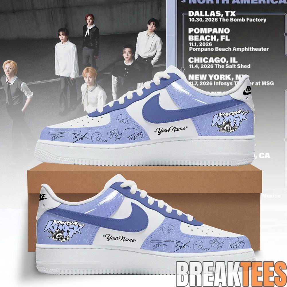 BoyNextDoor KNOCK ON Tour 2026 Custom Air Force 1 Shoes Blue Haze Unisex T-shirt, Sweatshirt, Hoodie, Long Sleeve Tee - T-Shirt, Sweatshirt, Hoodie