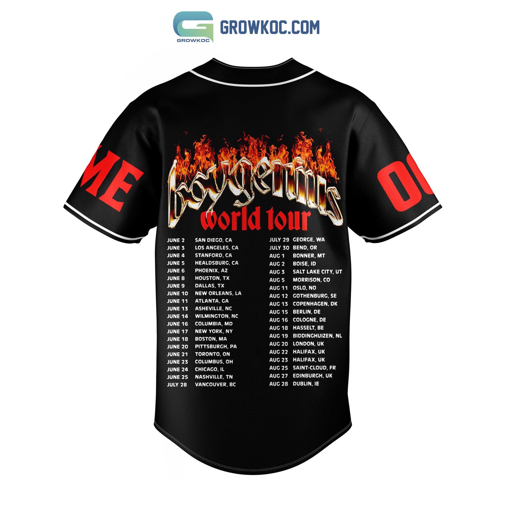 Boygenius World Tour Personalized Baseball Jersey baseball jersey product view 1