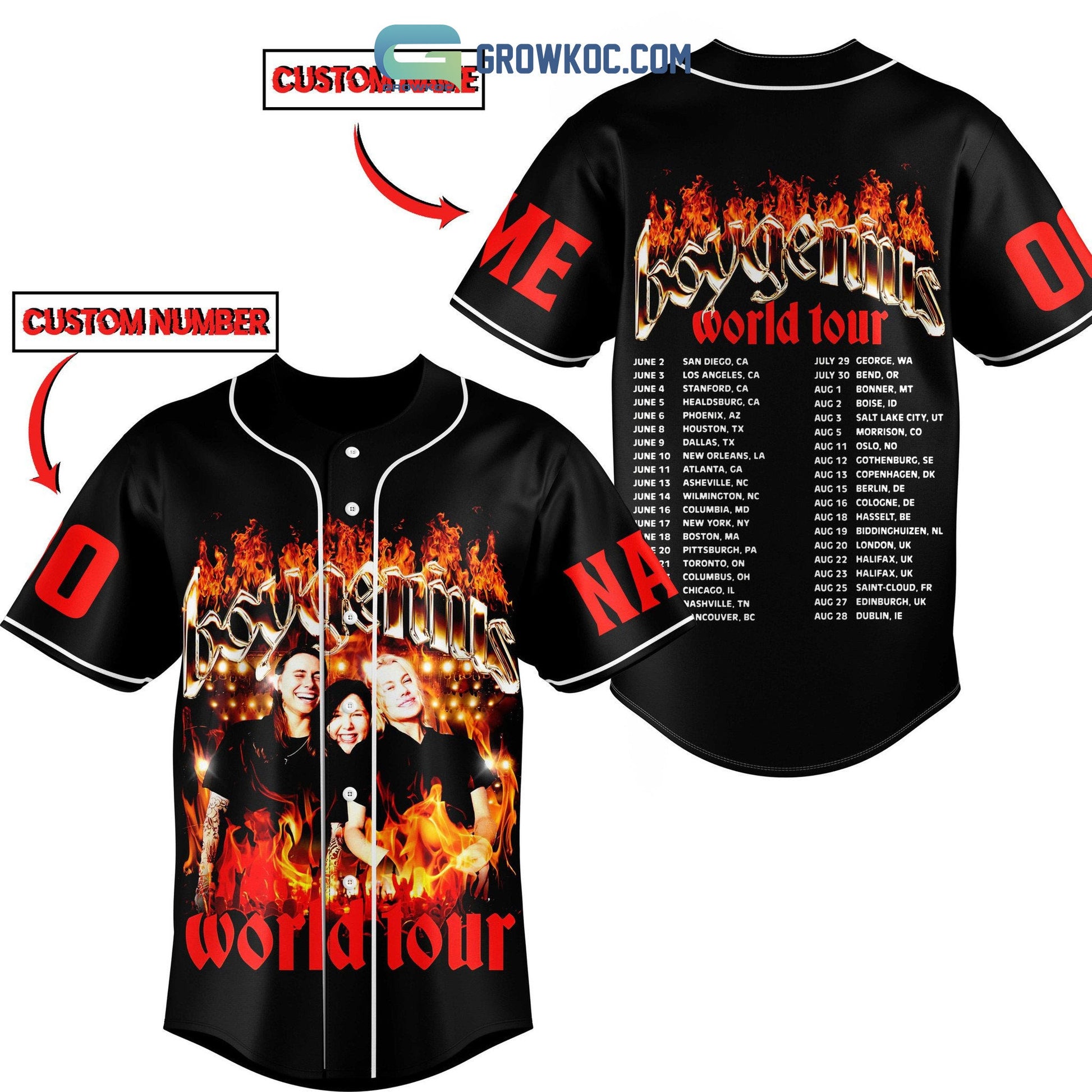 Boygenius World Tour Personalized Baseball Jersey baseball jersey product view 3