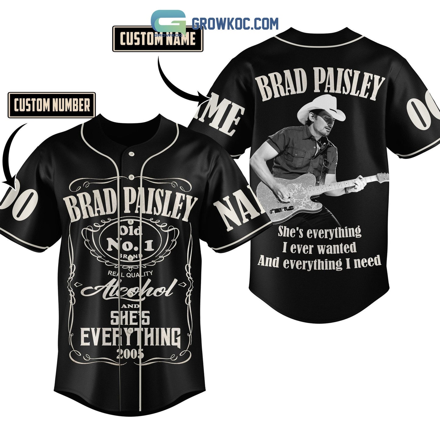 Brad Paisley She’s Everything I Ever Wanted And Everything I Need Personalized Baseball Jersey baseball jersey product view 1