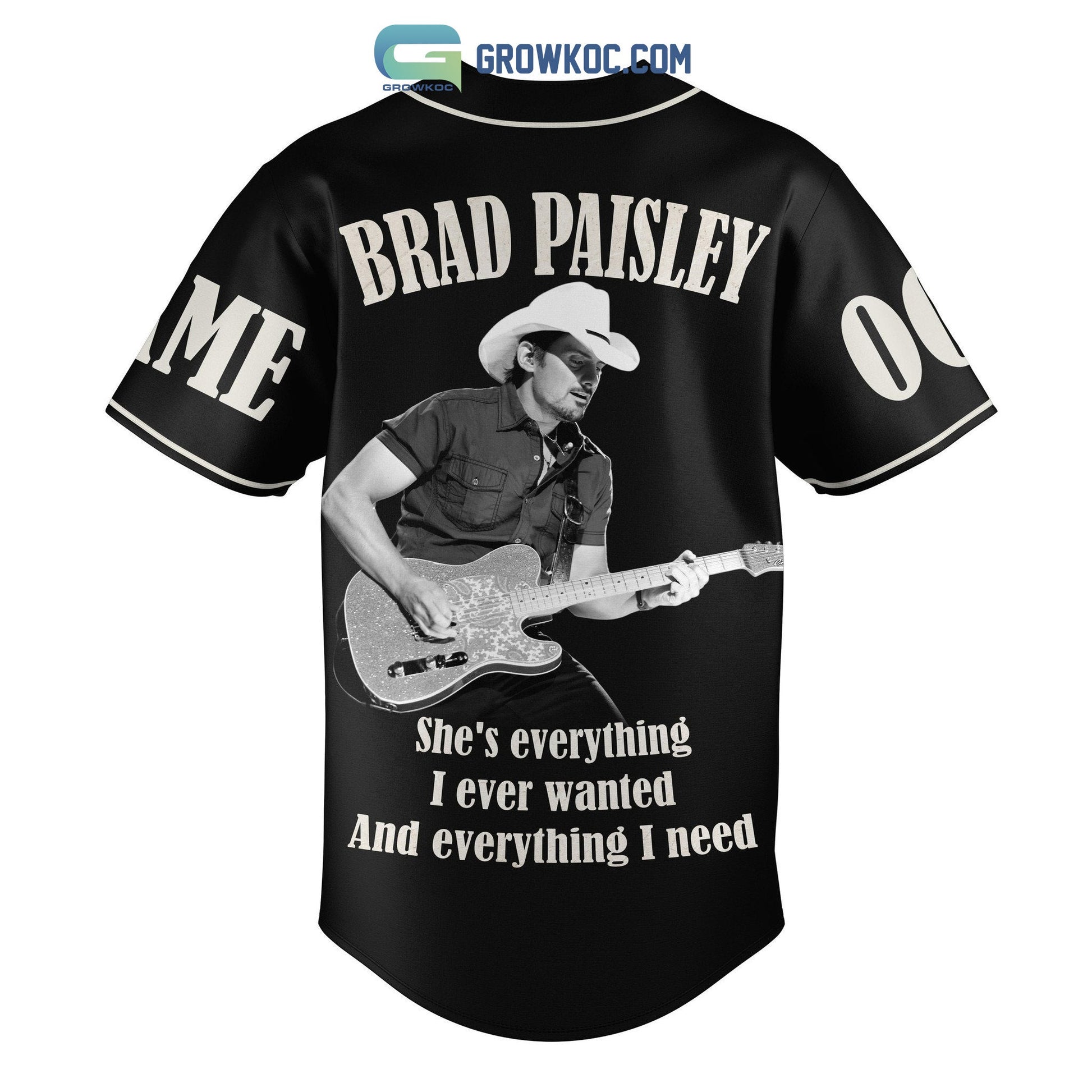 Brad Paisley She’s Everything I Ever Wanted And Everything I Need Personalized Baseball Jersey baseball jersey product view 3