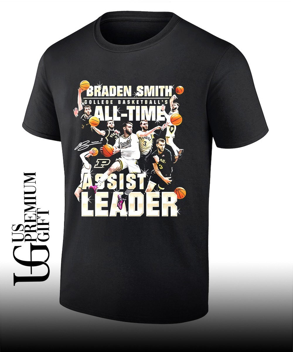 Braden Smith Purdue Boilermakers College Basketball All-Time Assists graphic shirt Unisex T-shirt, Sweatshirt, Hoodie, Long Sleeve Tee - T-Shirt, Sweatshirt, Hoodie