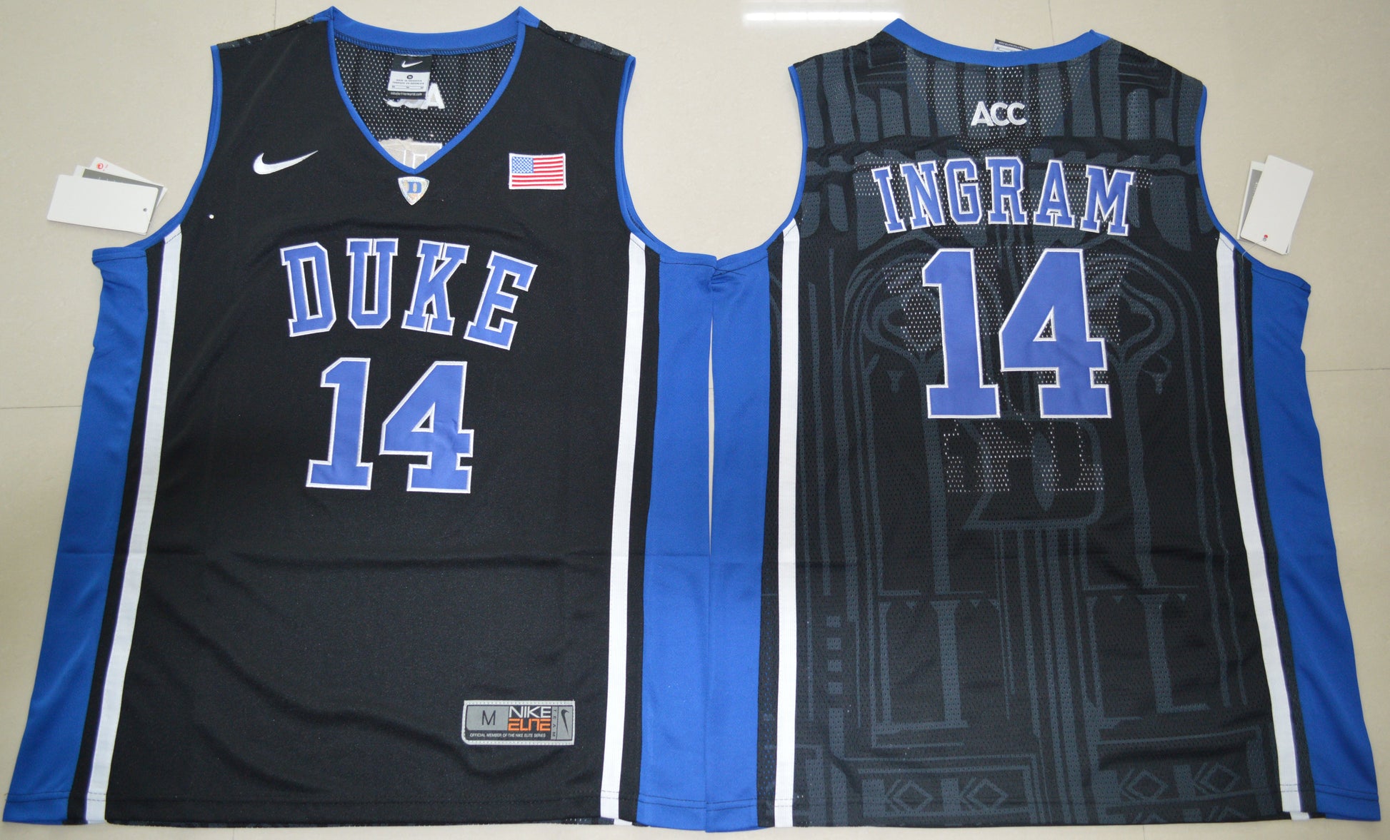 Brandon Ingram 14 Elite V Collar Black College Football Jersey football jersey product view 1
