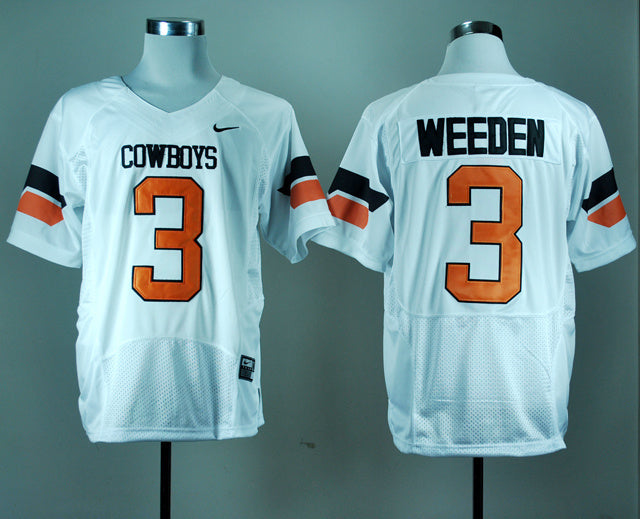 Brandon Weeden 3 White Battle Edition College Football Jersey football jersey product view 1