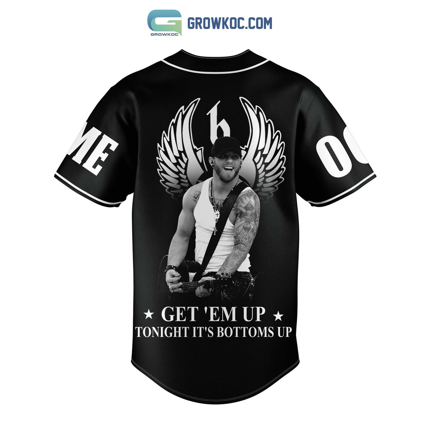 Brantley Gilbert Get’em Up Tonight It’s Bottoms Up Personalized Baseball Jersey baseball jersey product view 3
