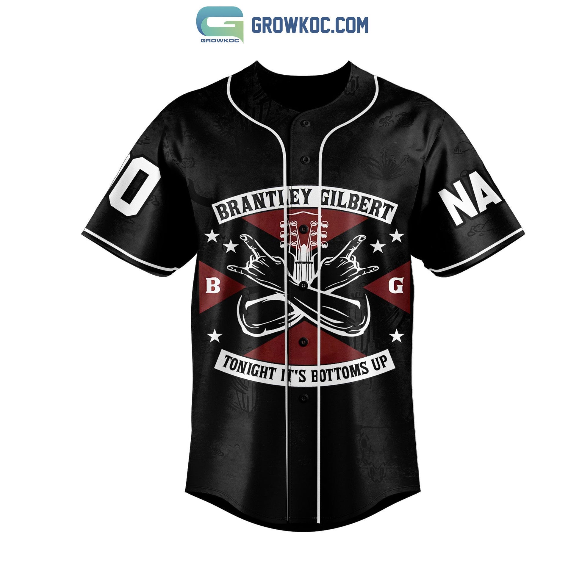 Brantley Gilbert Tonight It’s Bottoms Up Personalized Baseball Jersey baseball jersey product view 2