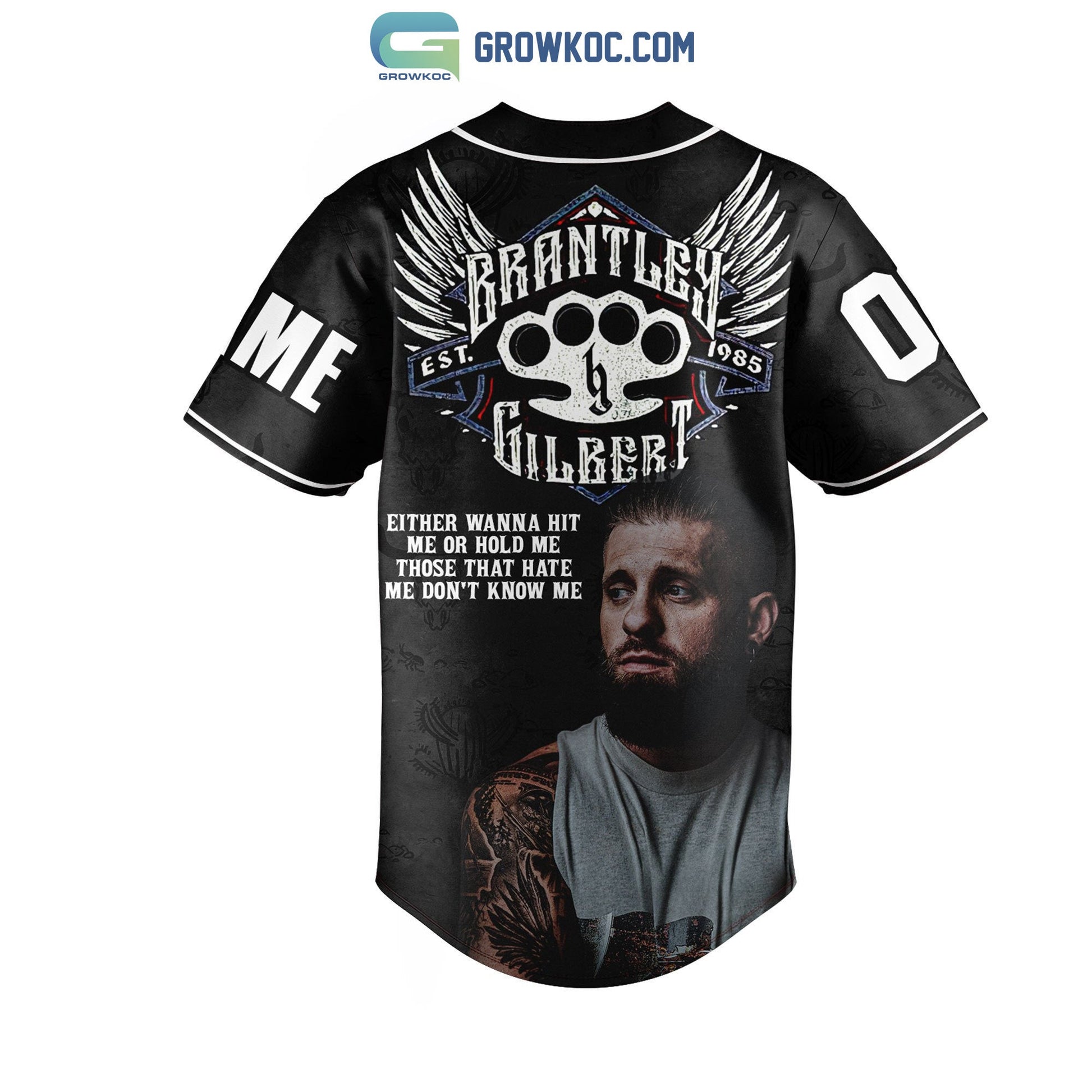 Brantley Gilbert Tonight It’s Bottoms Up Personalized Baseball Jersey baseball jersey product view 3