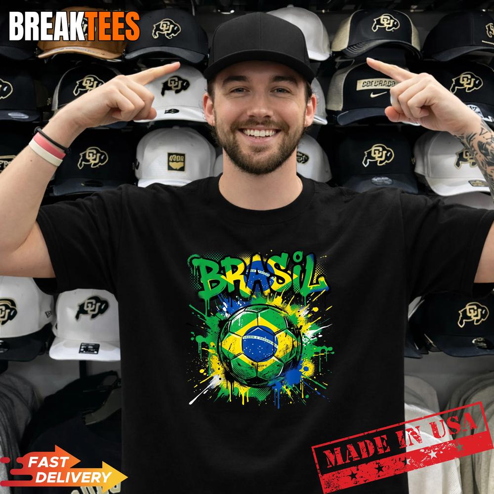 Brazil Football Soccer Player Flag Graffiti Fathers Day Shirt Unisex T-shirt, Sweatshirt, Hoodie, Long Sleeve Tee - T-Shirt, Sweatshirt, Hoodie