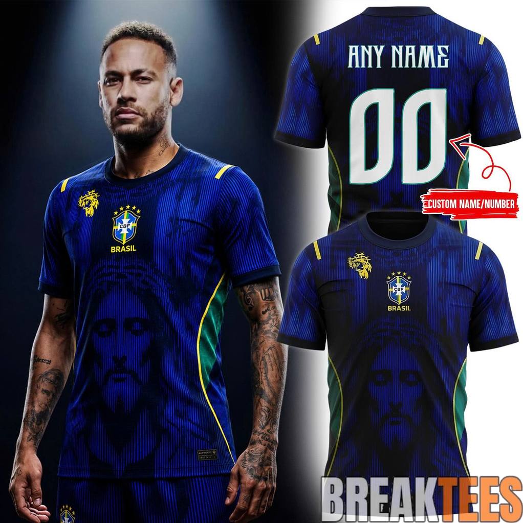 Brazil National Team Jesus Version Custom Jersey Unisex T-shirt, Sweatshirt, Hoodie, Long Sleeve Tee - T-Shirt, Sweatshirt, Hoodie
