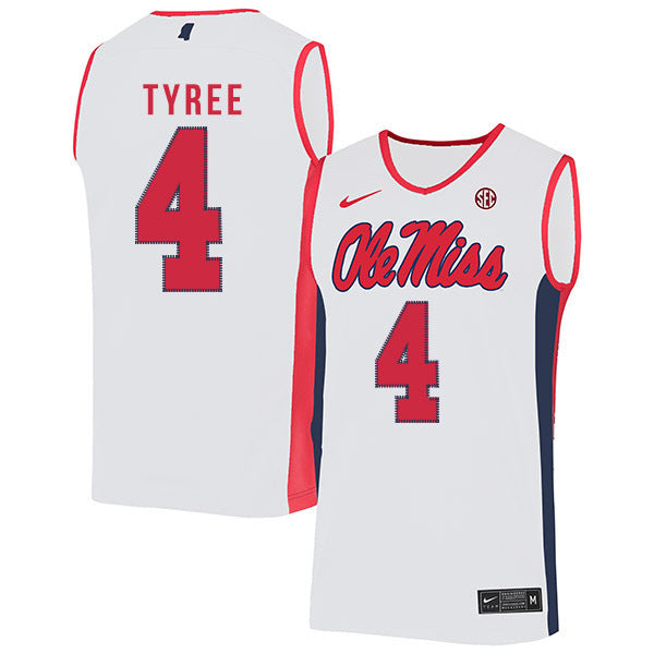 Breein Tyree 4 White College Football Jersey football jersey product view 1