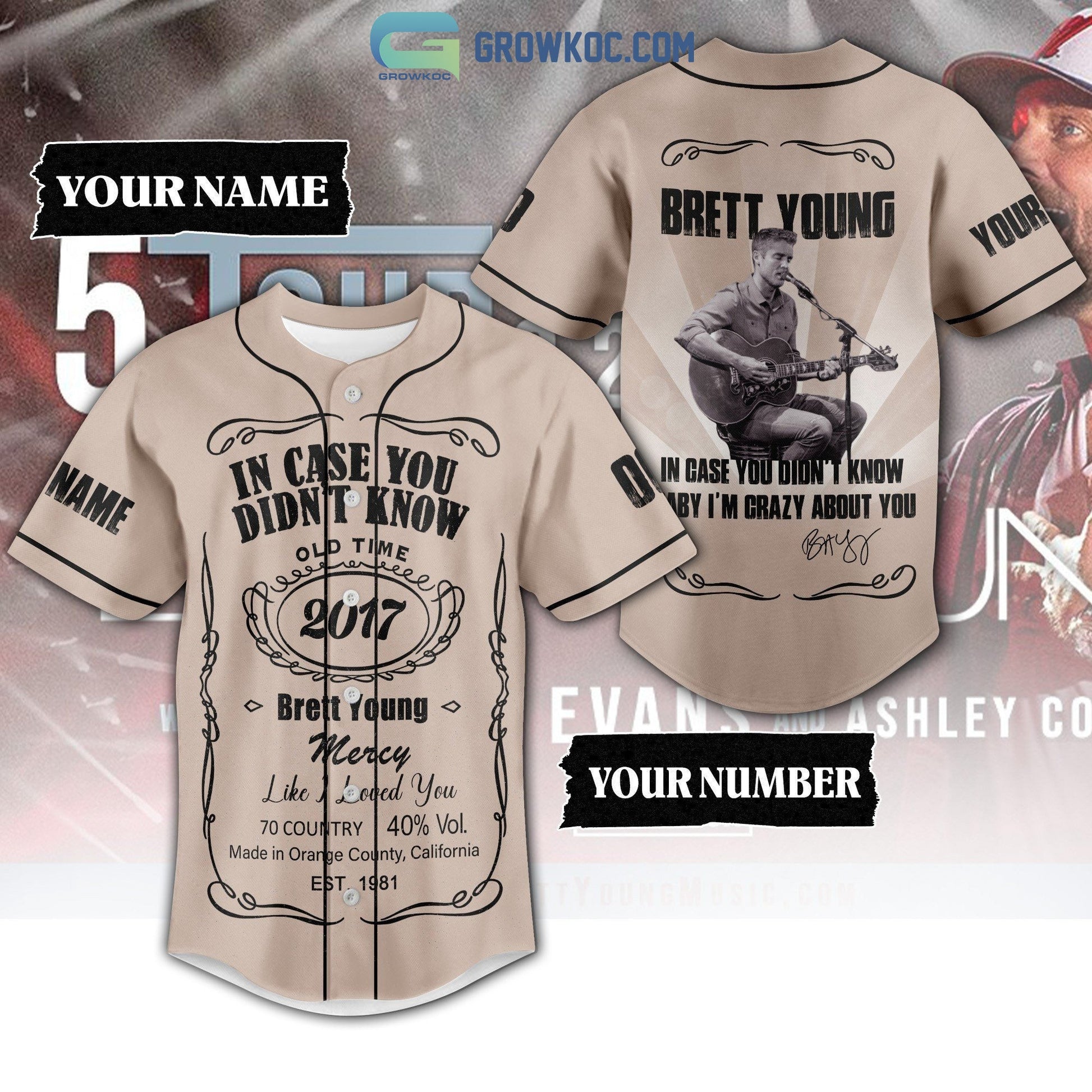 Brett Young In Case You Didn’t Know Baby I’m Crazy About You Personalized Baseball Jersey baseball jersey product view 1