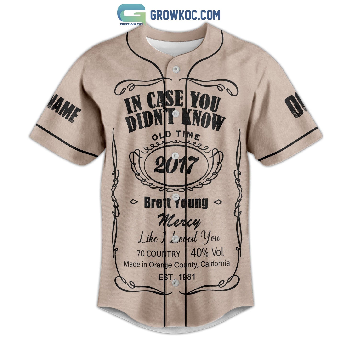Brett Young In Case You Didn’t Know Baby I’m Crazy About You Personalized Baseball Jersey baseball jersey product view 2