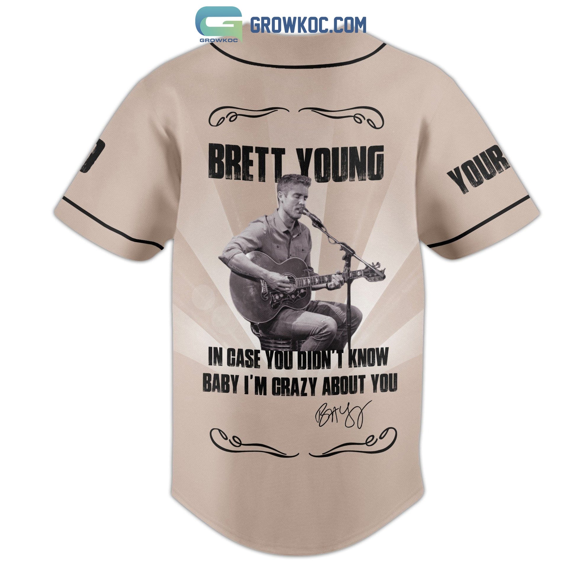 Brett Young In Case You Didn’t Know Baby I’m Crazy About You Personalized Baseball Jersey baseball jersey product view 3