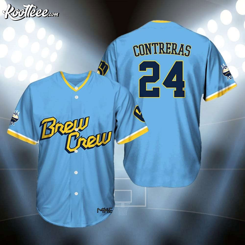 Brewers William Contreras 24 Brew Crew Baseball Jersey baseball jersey product view 1