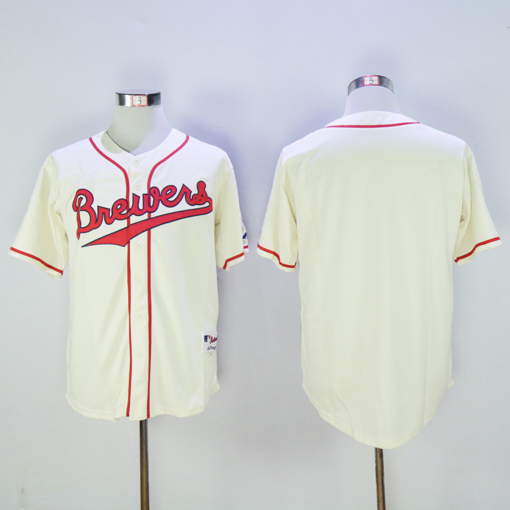 Brewers Blank Off-White 1948 Retro Baseball Jersey baseball jersey product view 1