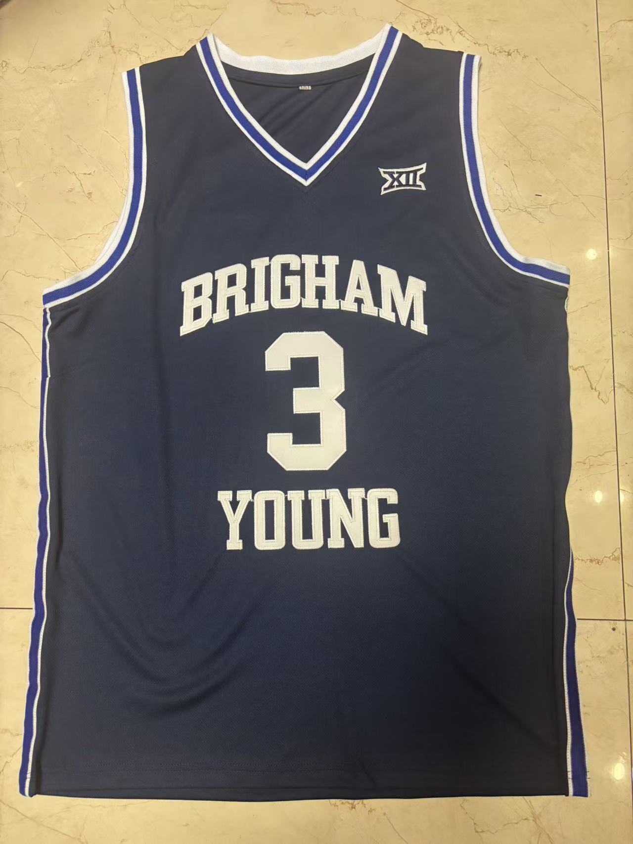 Brigham Young Cougars #3 AJ Dybantsa 3 # AJ Style 2 College Football Jersey football jersey product view 1